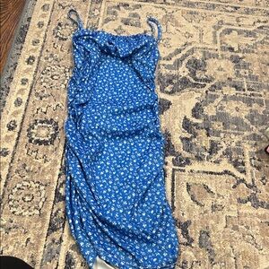 Blue Floral Spaghetti Strap Dress